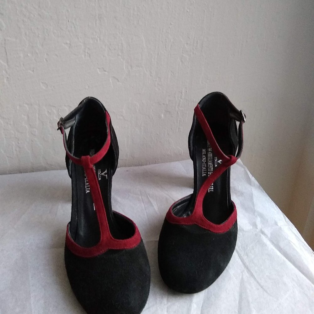 Versace 1969 Suede T-Strap D'Orsay Pumps